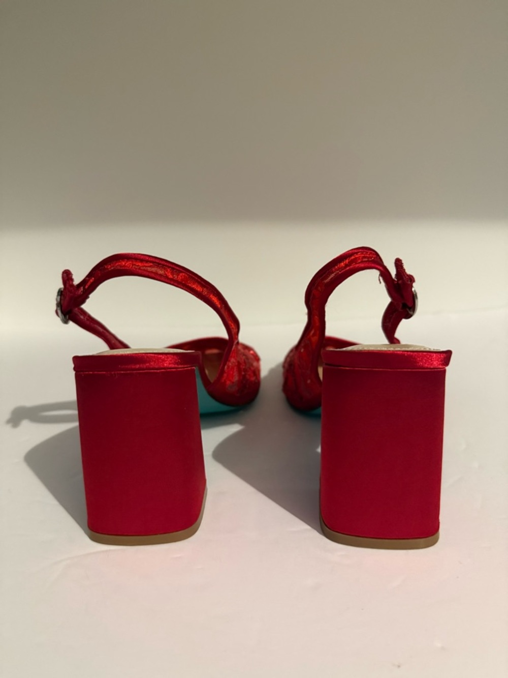 Betsey Johnson Red Embroidered Slingback Block Heel - Picture 4 of 11